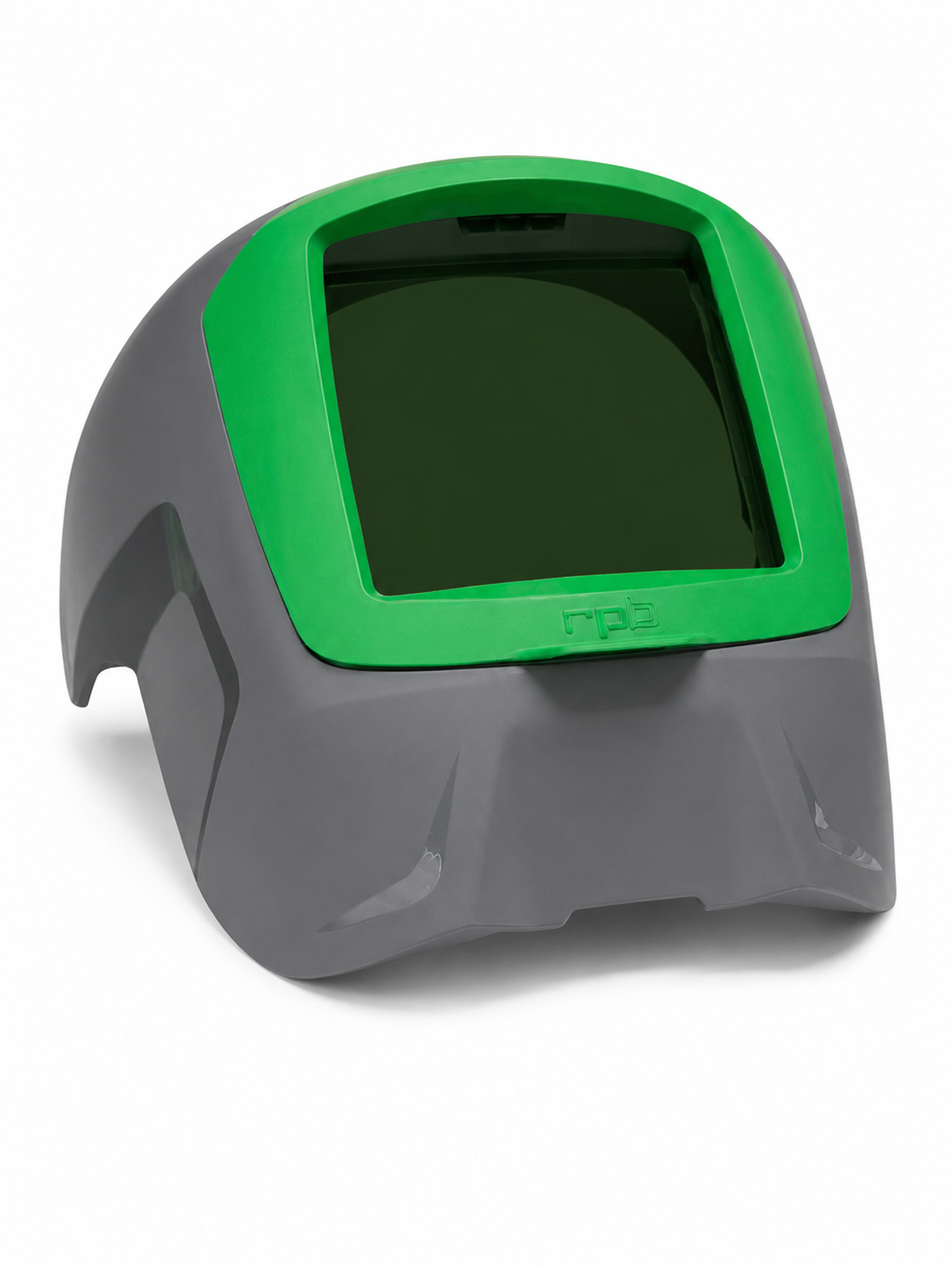 Laser cleaning face shield with green laser protection filter for handheld fiber laser cleaning applications.