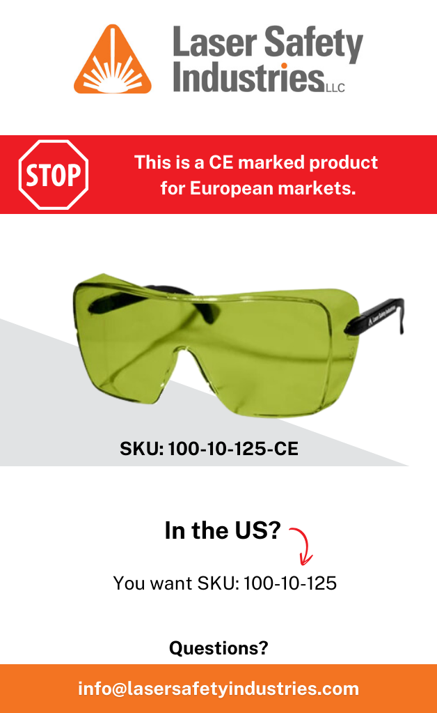 Laser Safety Glasses 125 (CE) Polycarbonate Nd:YAG (1064nm) (European Conformity)