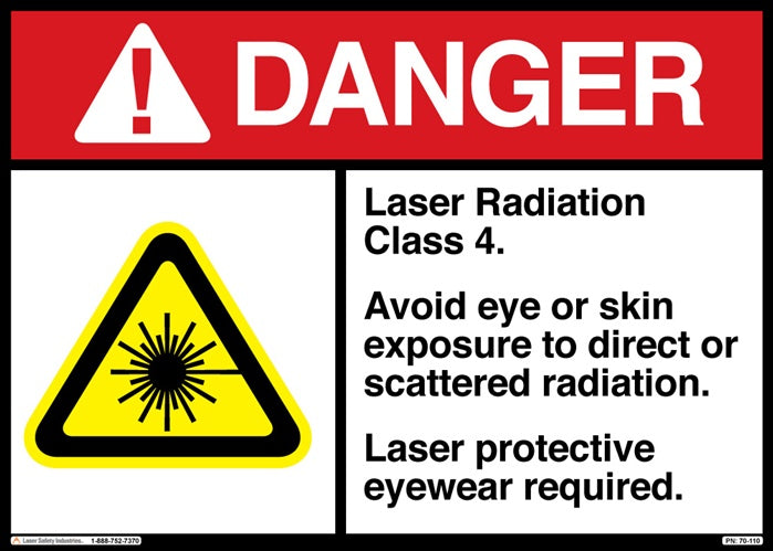 Laser Safety Label ANSI Standard Danger Class 4